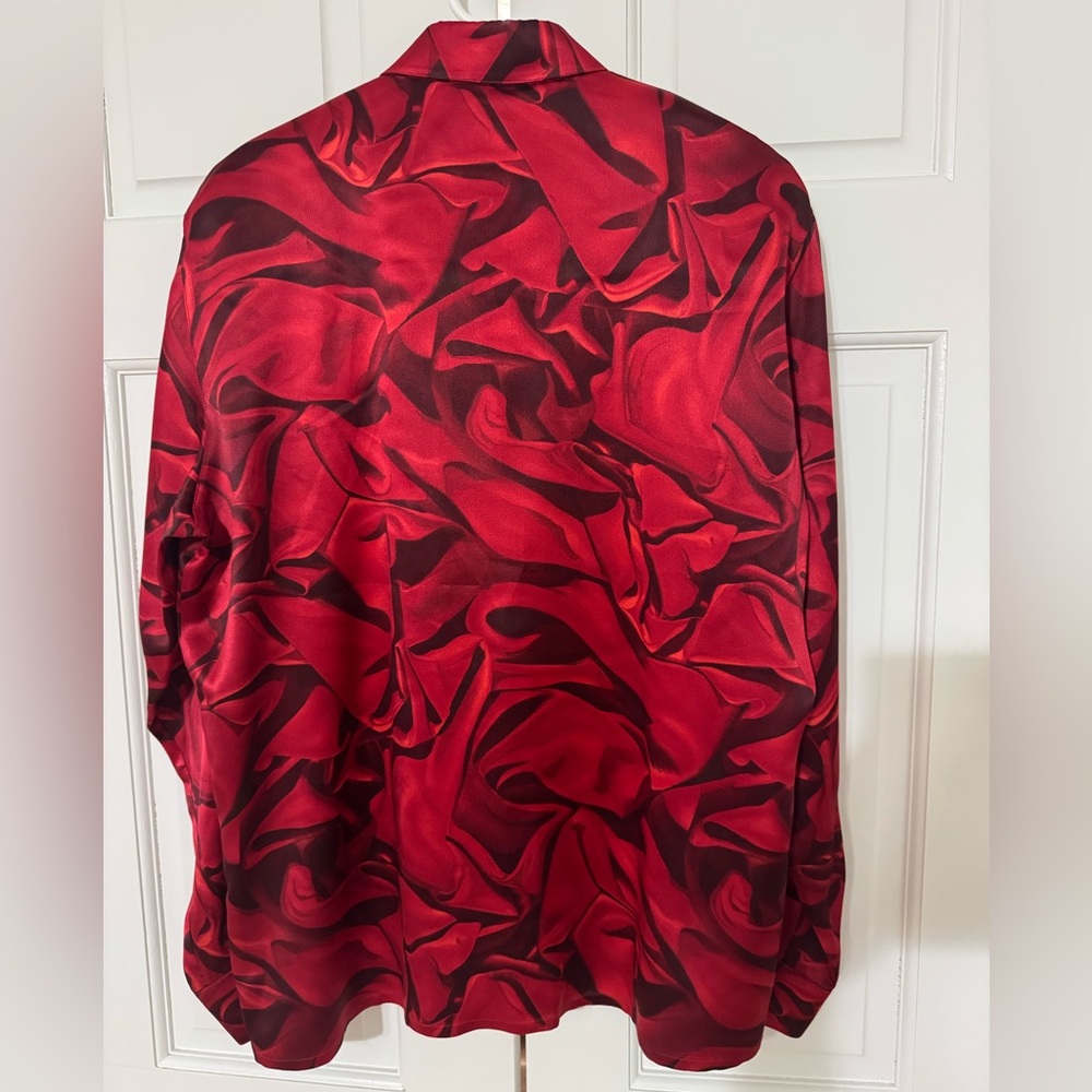 Vintage Escada Red and Black 100% Silk Blouse - Picture 4 of 9